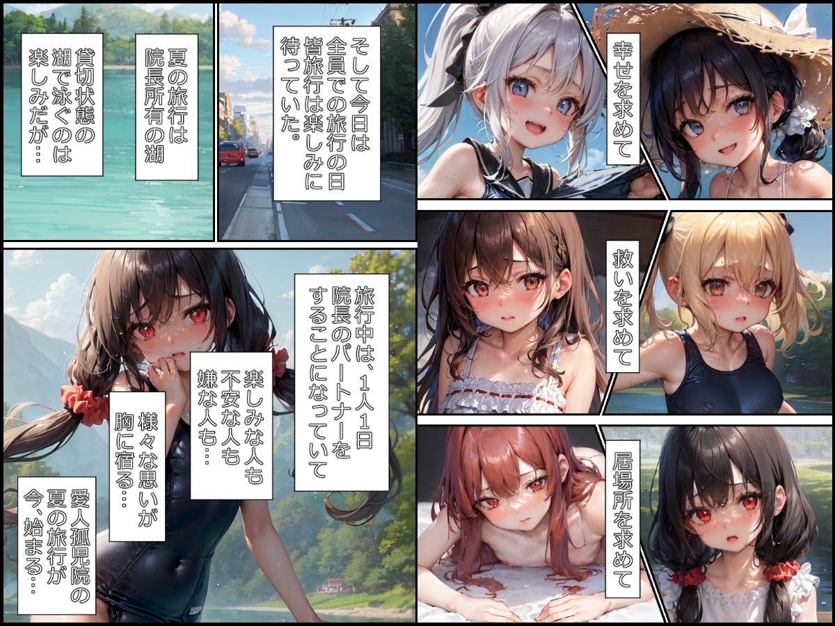 【エロ同人】愛人孤児院〜夏の湖旅行！！スク水！湖！野外プレイ！！ベッドでもするよ♪下巻…のトップ画像