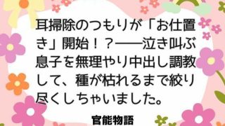【エロ同人】耳掃除のつもりが「お仕置き」開始！？――泣き叫ぶ息子を無理やり中出し調教し…のトップ画像