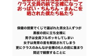 【エロ同人】禁断の性教育授業の思い出 〜クラス全員の前で全裸になっておっぱい・ちんちん…のトップ画像